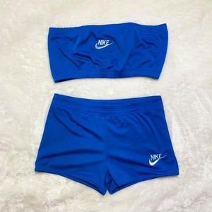 Blue Nike Short set with Blue Slippers